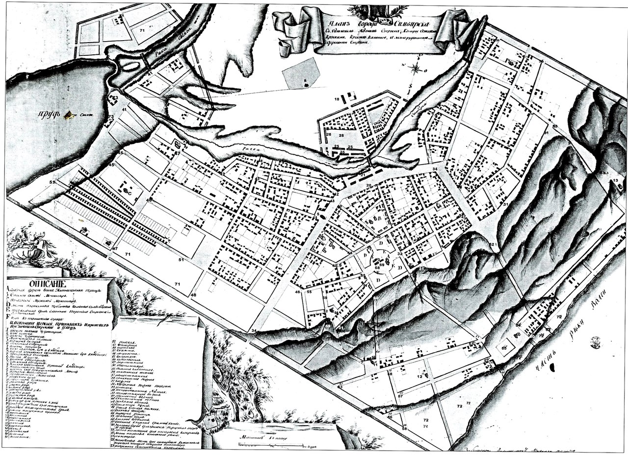 Карта старого симбирска с улицами и домами