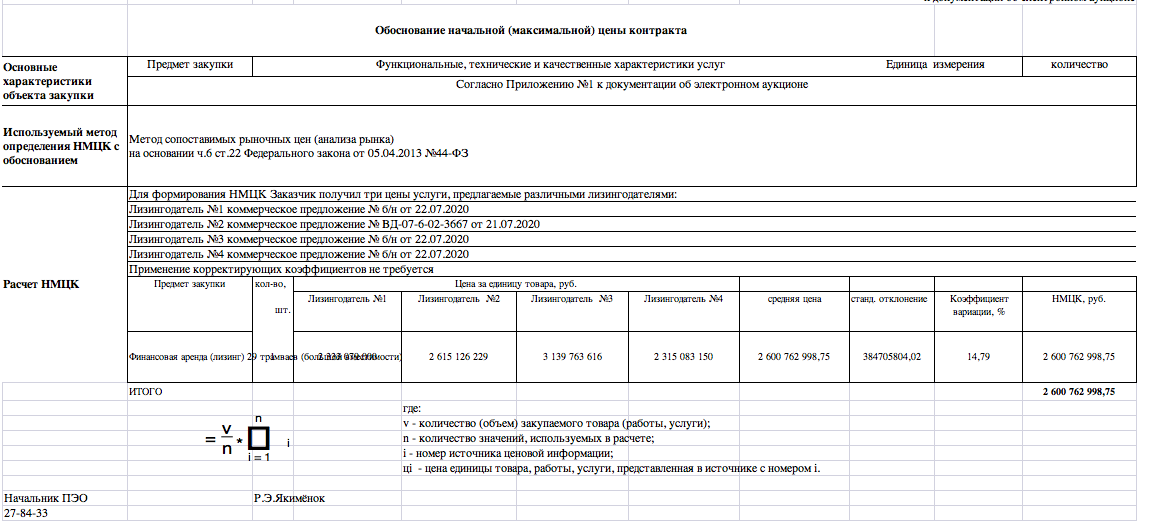 Образец обоснования нмцк тарифным методом