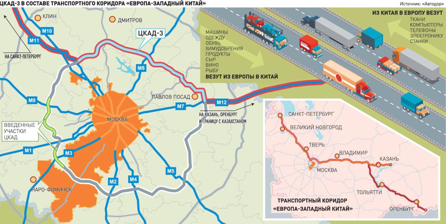 Карта цкад с развязками в московской области