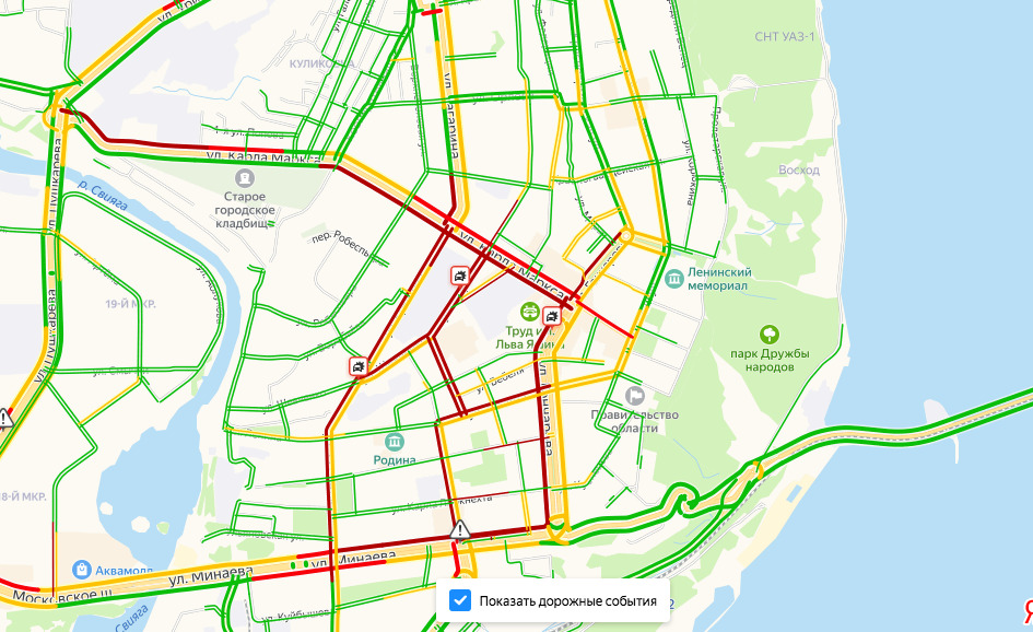 Пробки ульяновск сейчас на карте