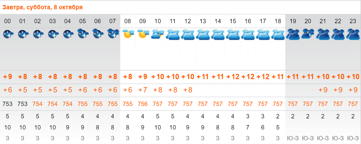 Погода в москве 8 9 10 октября