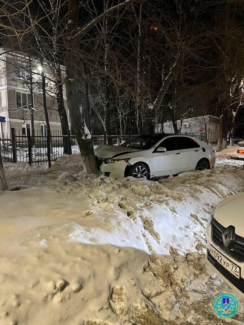 На Нариманова водитель Хонды врезался в дерево: фото Улпресса - все новости  Ульяновска