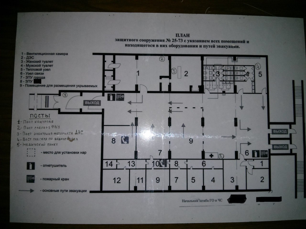 План зс го с указанием всех помещений и находящегося в них оборудования и путей эвакуации