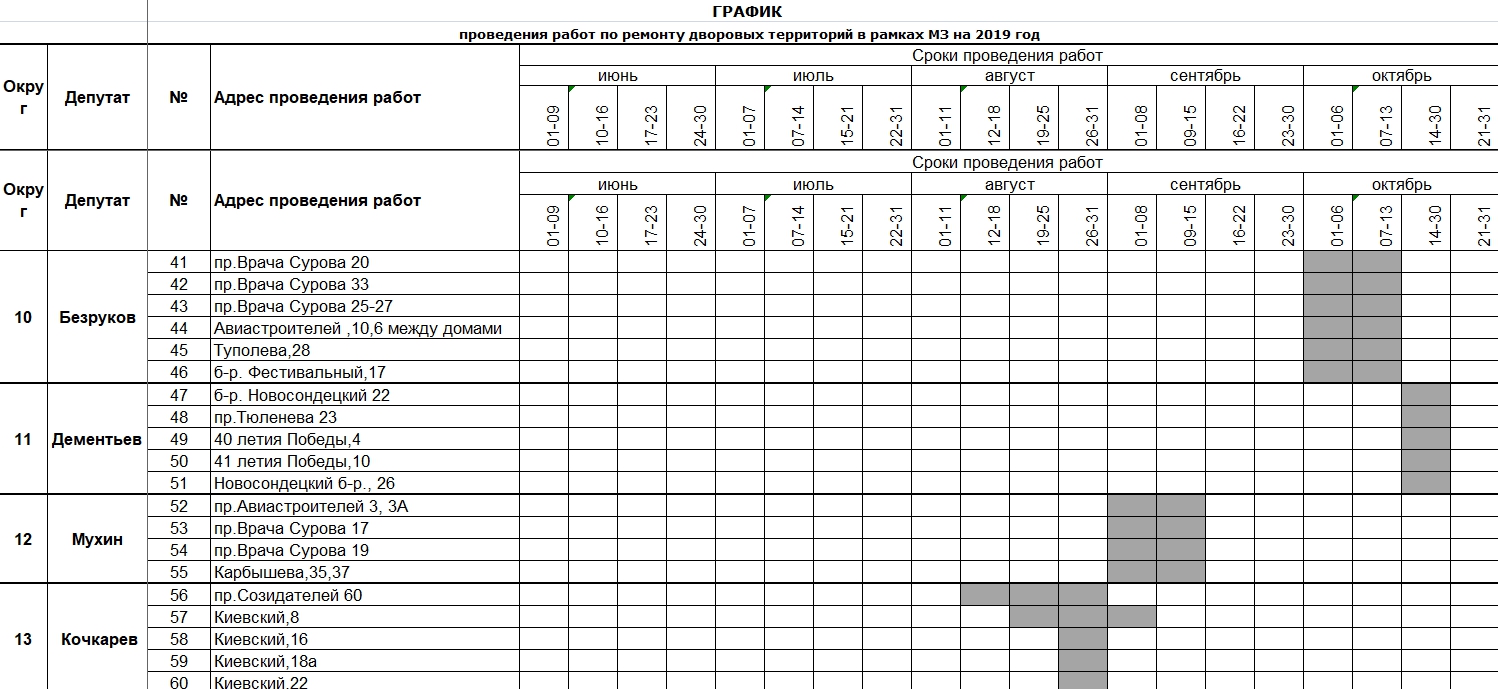 Расписание ремонтная